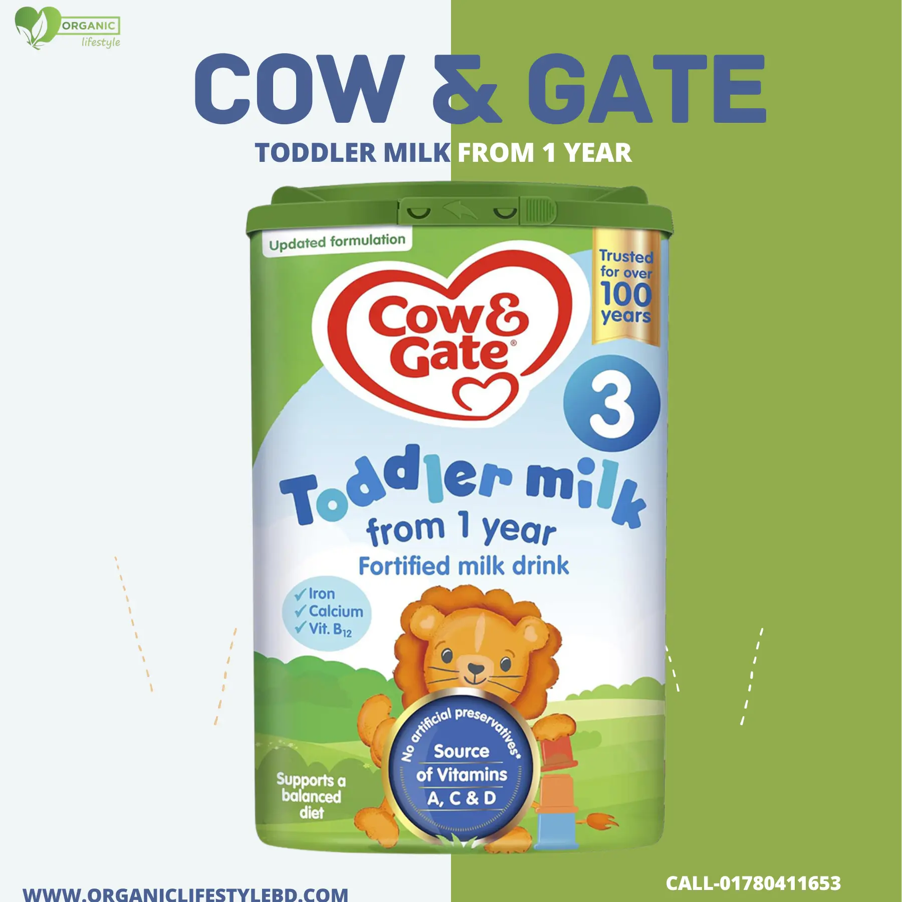 Cow & Gate 3 Toddlers Formula Milk Powder 800g price in Bangladesh