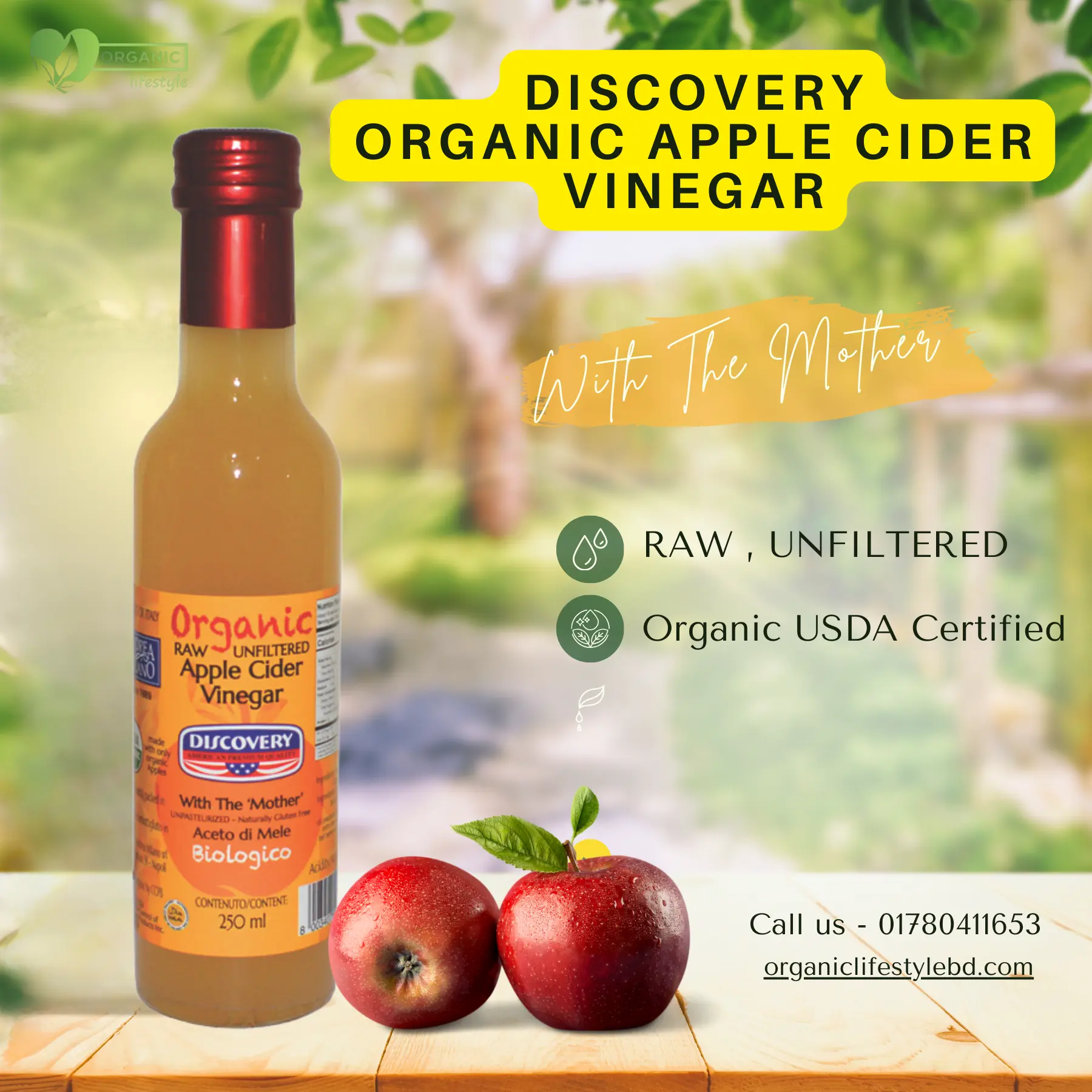 Discovery Organic Apple Cider vinegar with the mother - 250ml price in bd