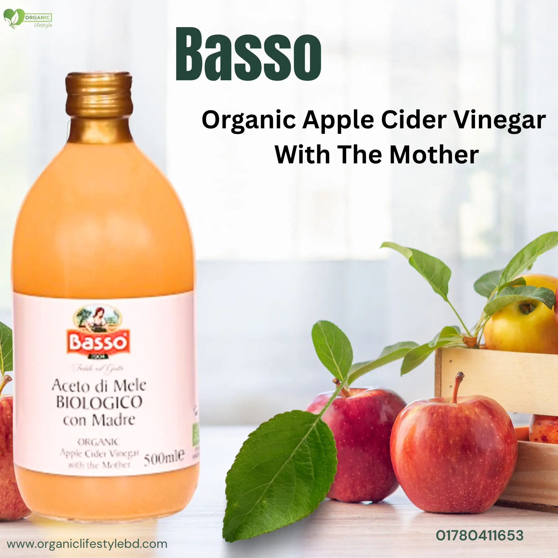 Basso Organic Apple Cider Vinegar With The Mother bottle price in Bangladesh