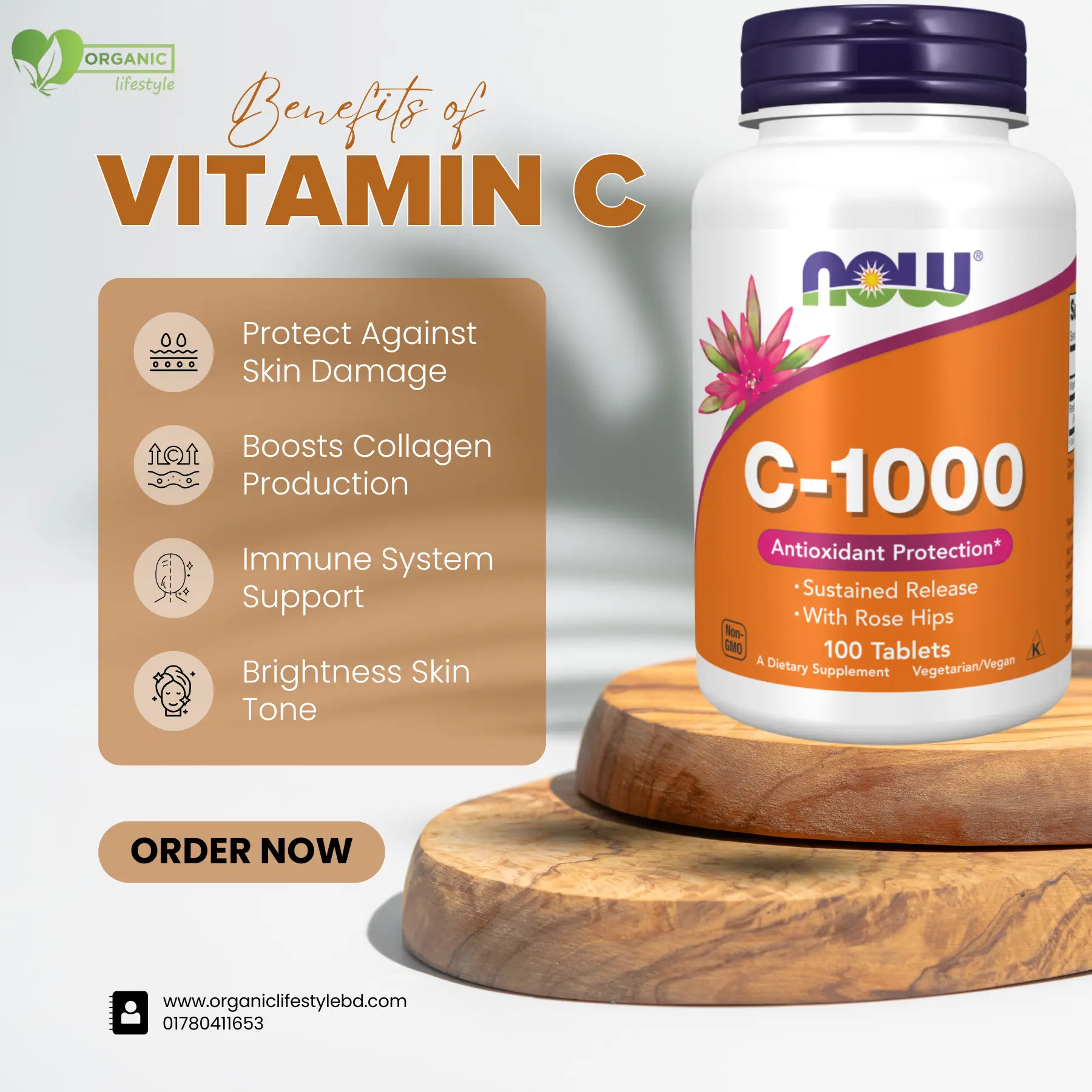 NOW Vitamin C 1000mg Sustained Release - 100 Capsules (USA) Price in Bangladesh