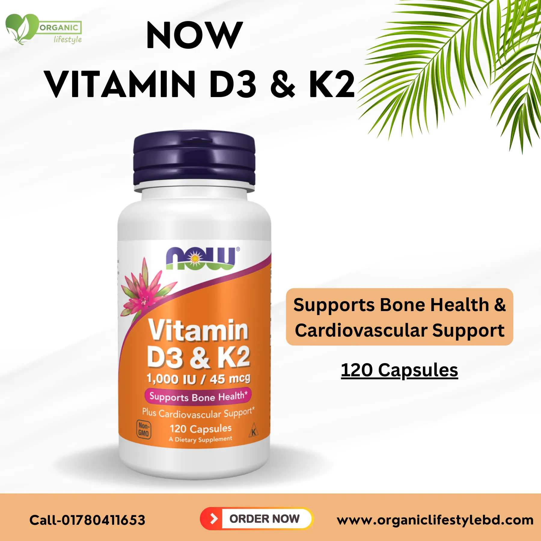 NOW Vitamn D3 & K2 Capsule Price in Bangladesh